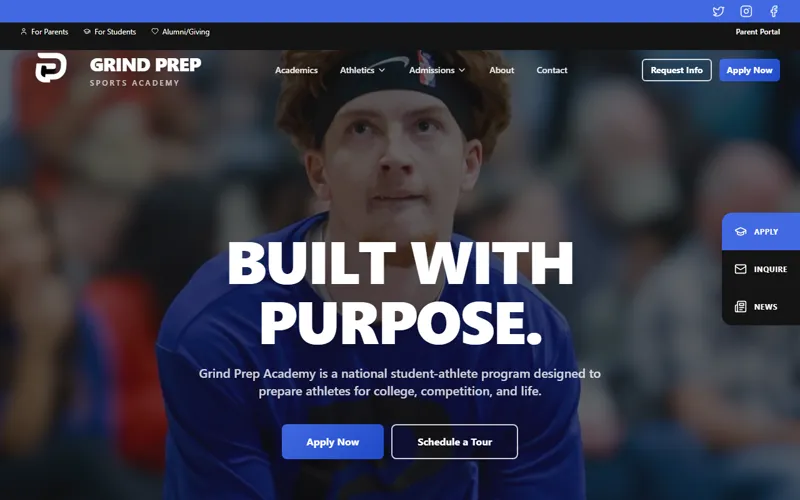 Grind Prep Academy website